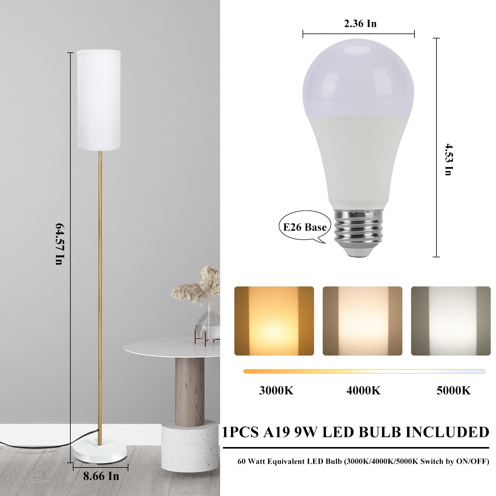 BoostArea floor lamp’s modern decor complements interiors and spaces.