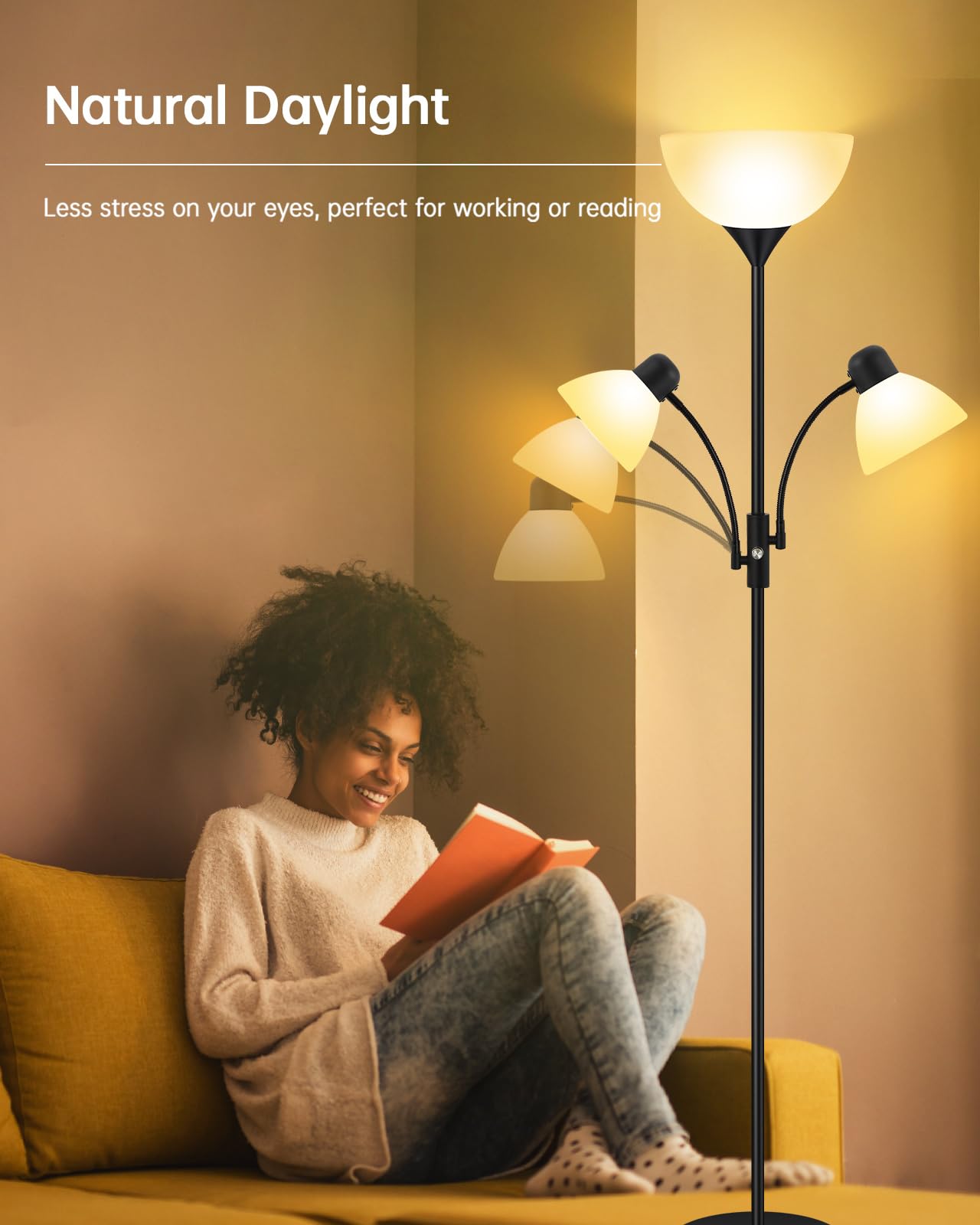 BoostArea floor lamp with a stable base prevents tipping, ideal around kids.