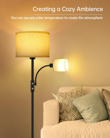 BoostArea floor lamp with two shades for adjustable brightness options