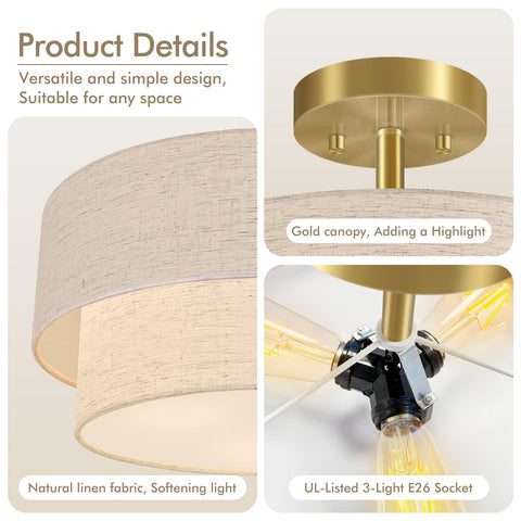BoostArea gold drum ceiling light brings modern farmhouse charm to any hallway.