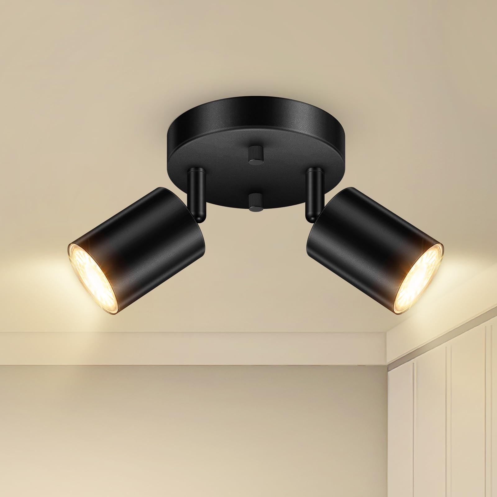 BoostArea LED track kit with two black ceiling spotlights for versatile lighting in living rooms