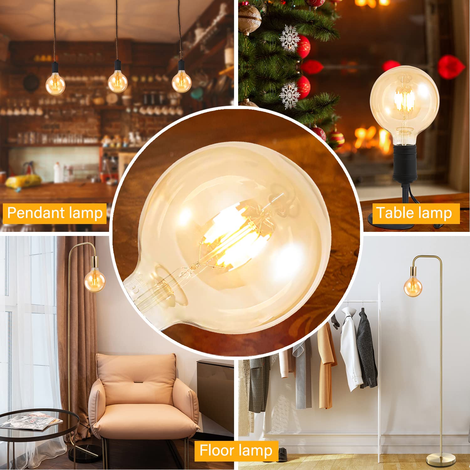 BoostArea table lamp amber Edison style bulb enhances cozy spaces.