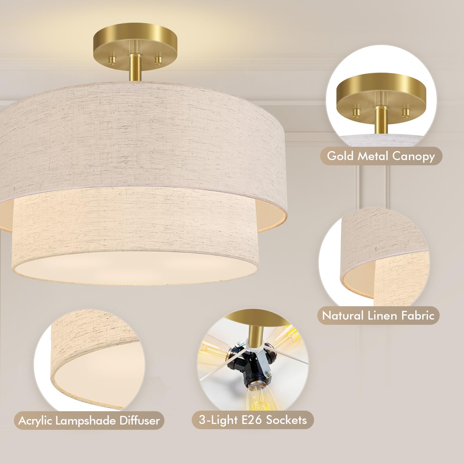 BoostArea three-light configuration provides ample illumination for dining and gatherings.
