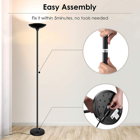 BoostArea torchiere lamp tall height delivers generous ambient lighting for living spaces.