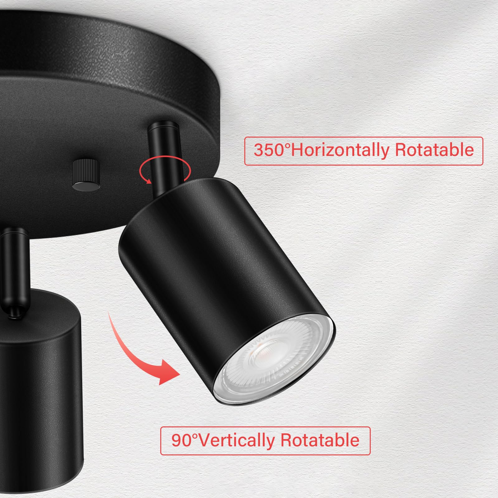 Track head rotates 350° horizontally and 90° vertically for precise aim