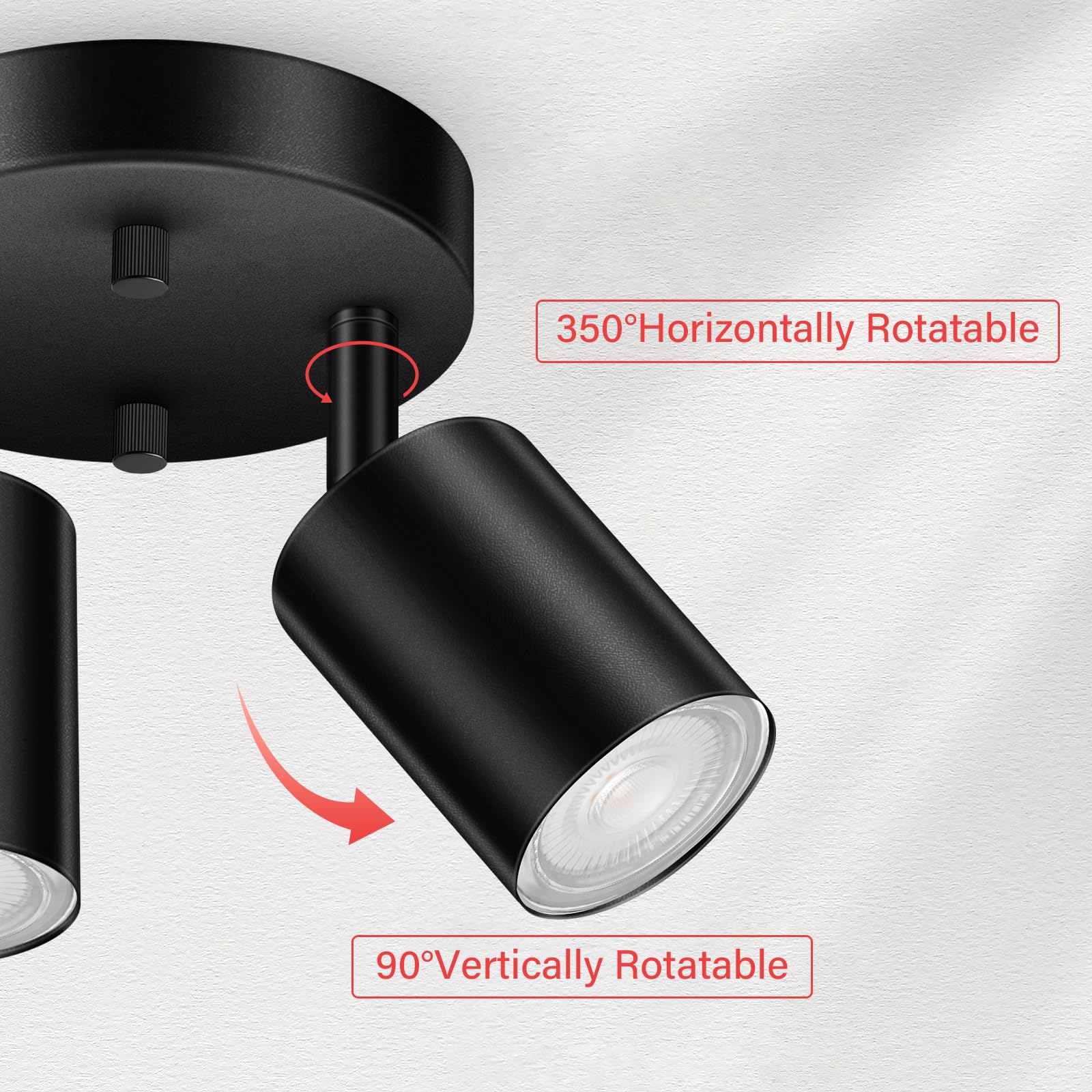 BoostArea track heads rotate 350 degrees for precise highlights on art or countertops