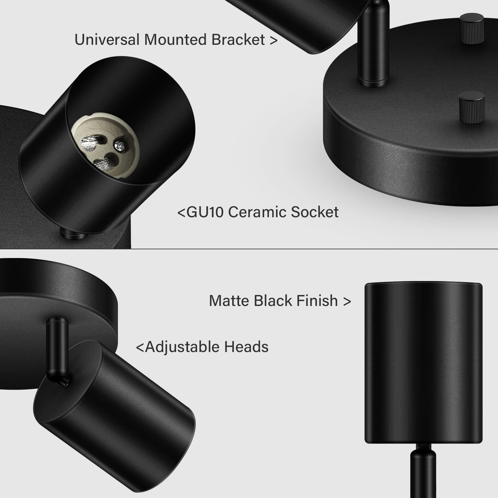GU10 base compatibility supports LED CFL or halogen bulb options
