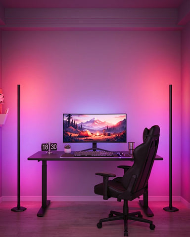 Boostool corner floor lamp with RGB colors illuminate living spaces for mood lighting