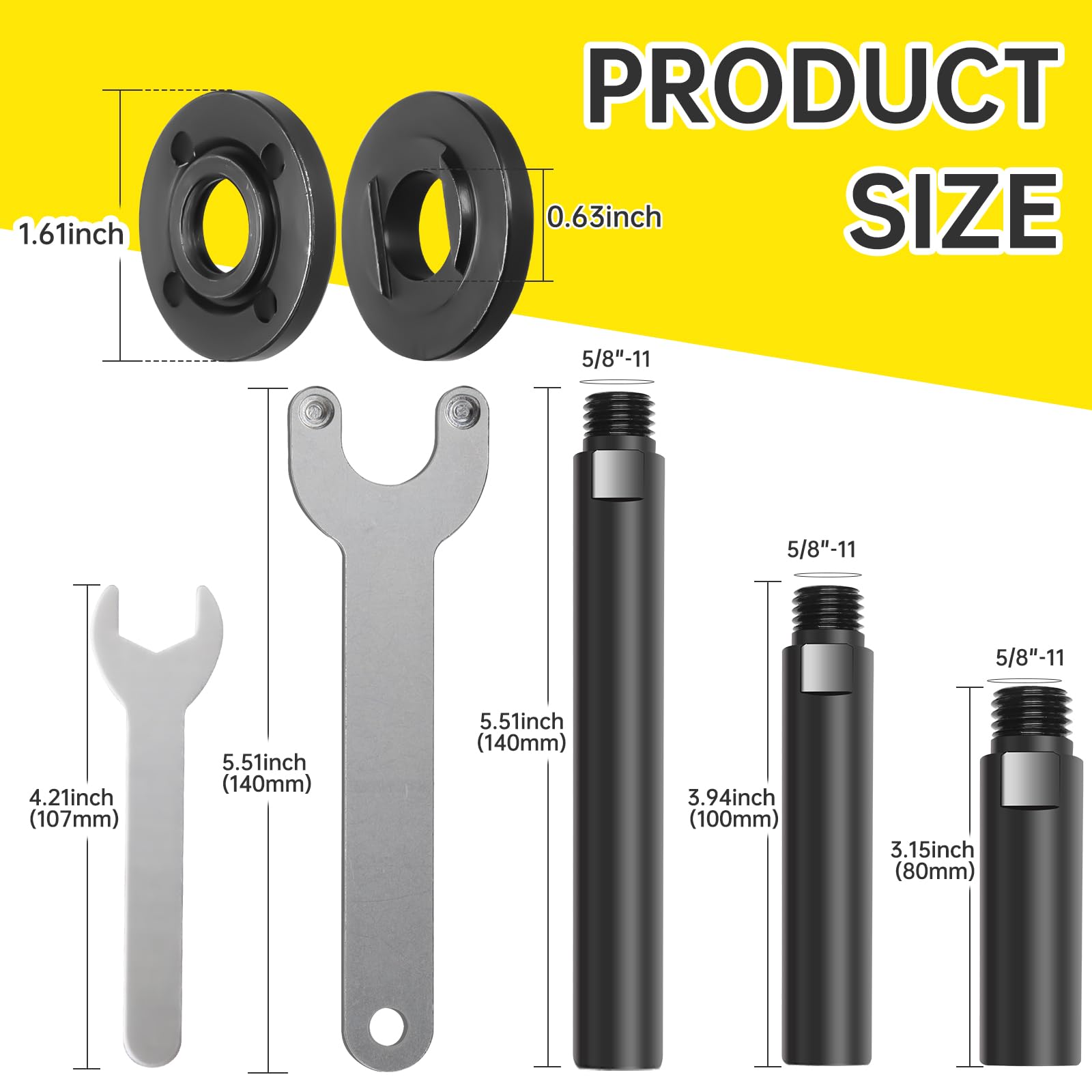 Boounyatin extension rod 4in ideal for mid-reach grinding tasks.