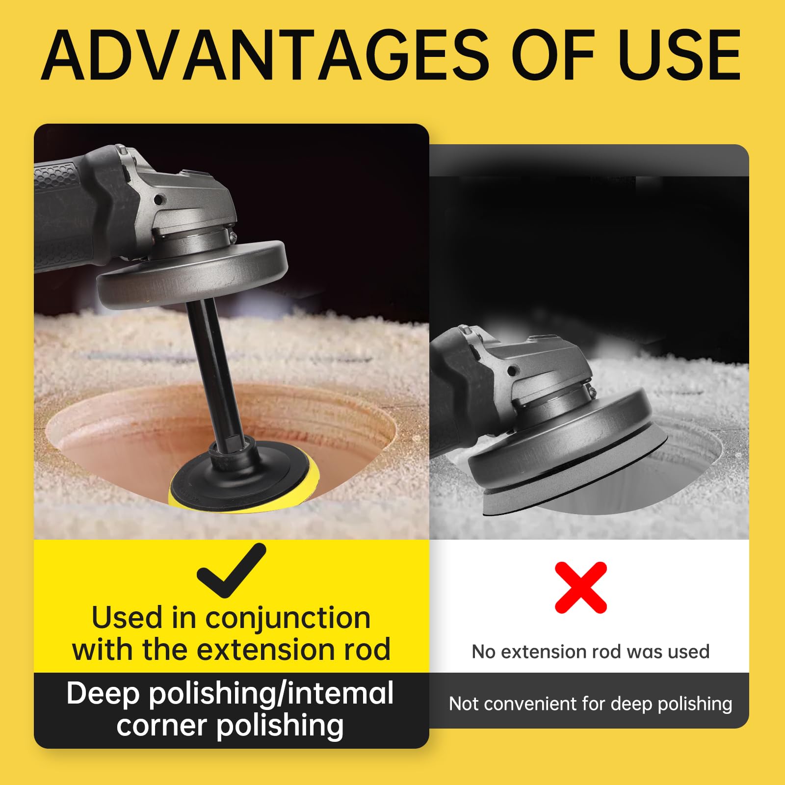 Boounyatin extension rod 5-5in reaches confined areas efficiently.