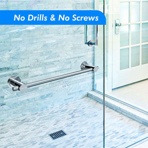 BOPai chrome finish towel bar with vacuum seal resists moisture and steam.