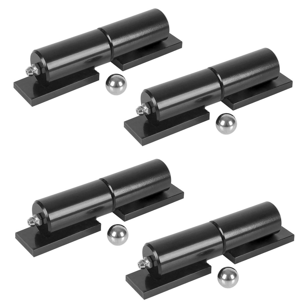 BORDERSMOVER 5-inch barrel gate hinge on a fence for a sturdy swing gate