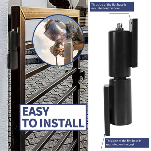 Matte black coating on BORDERSMOVER hinge resists corrosion for outdoor use
