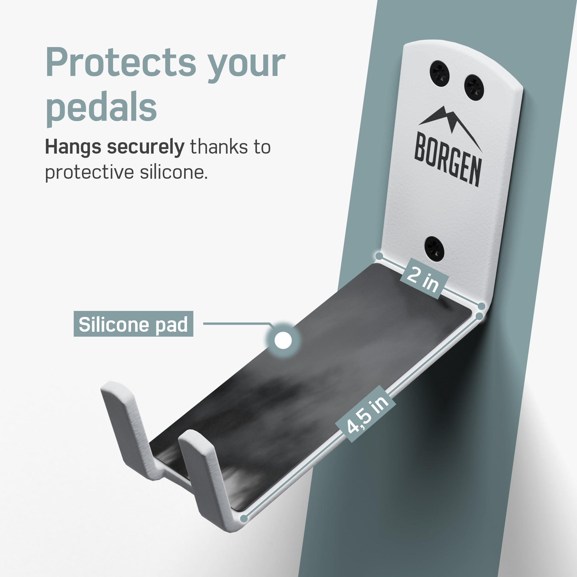 Borgen bike wall mount demonstrates horizontal positioning with optional brackets.