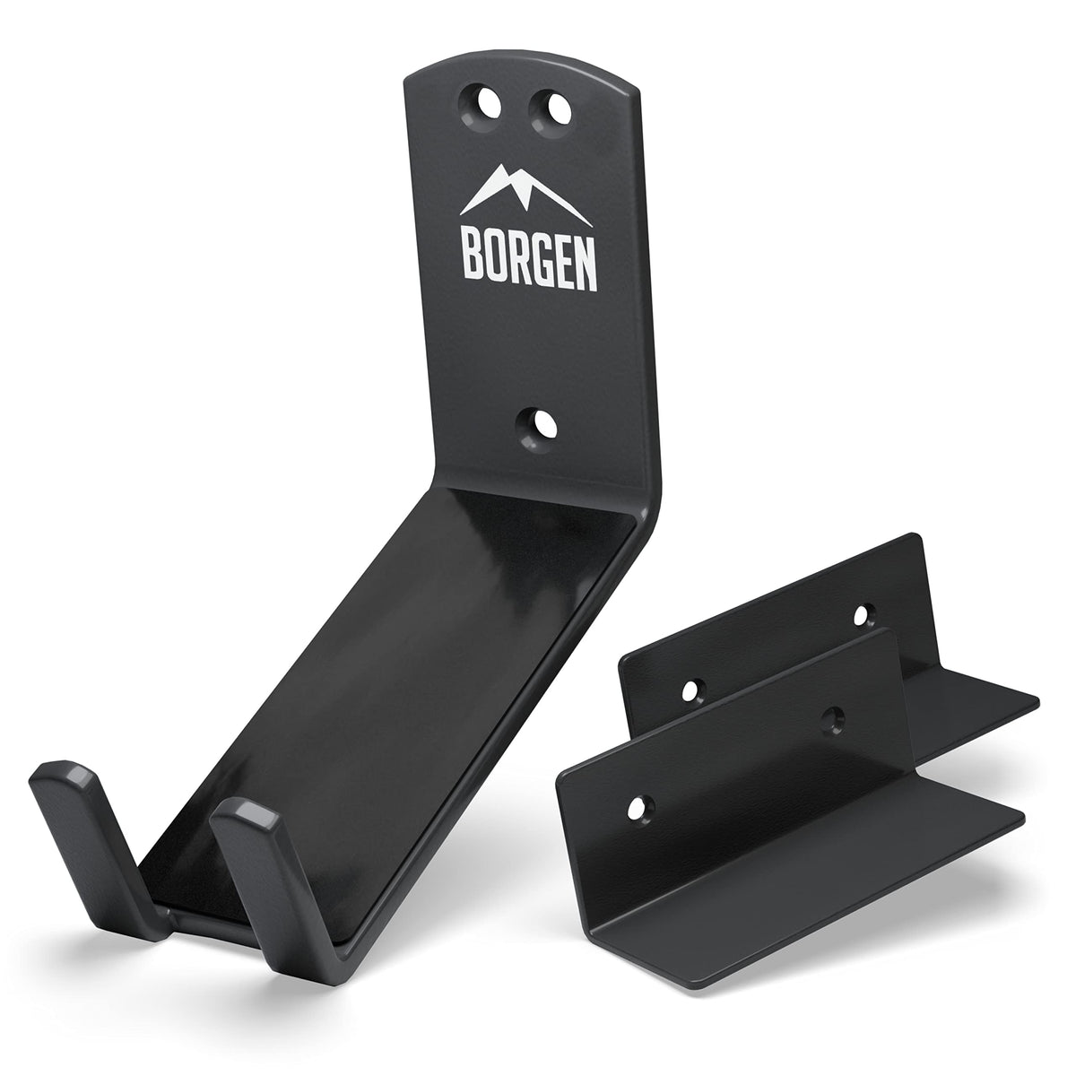 Borgen bike wall mount pedal hook demonstrates space-saving E-bike storage.