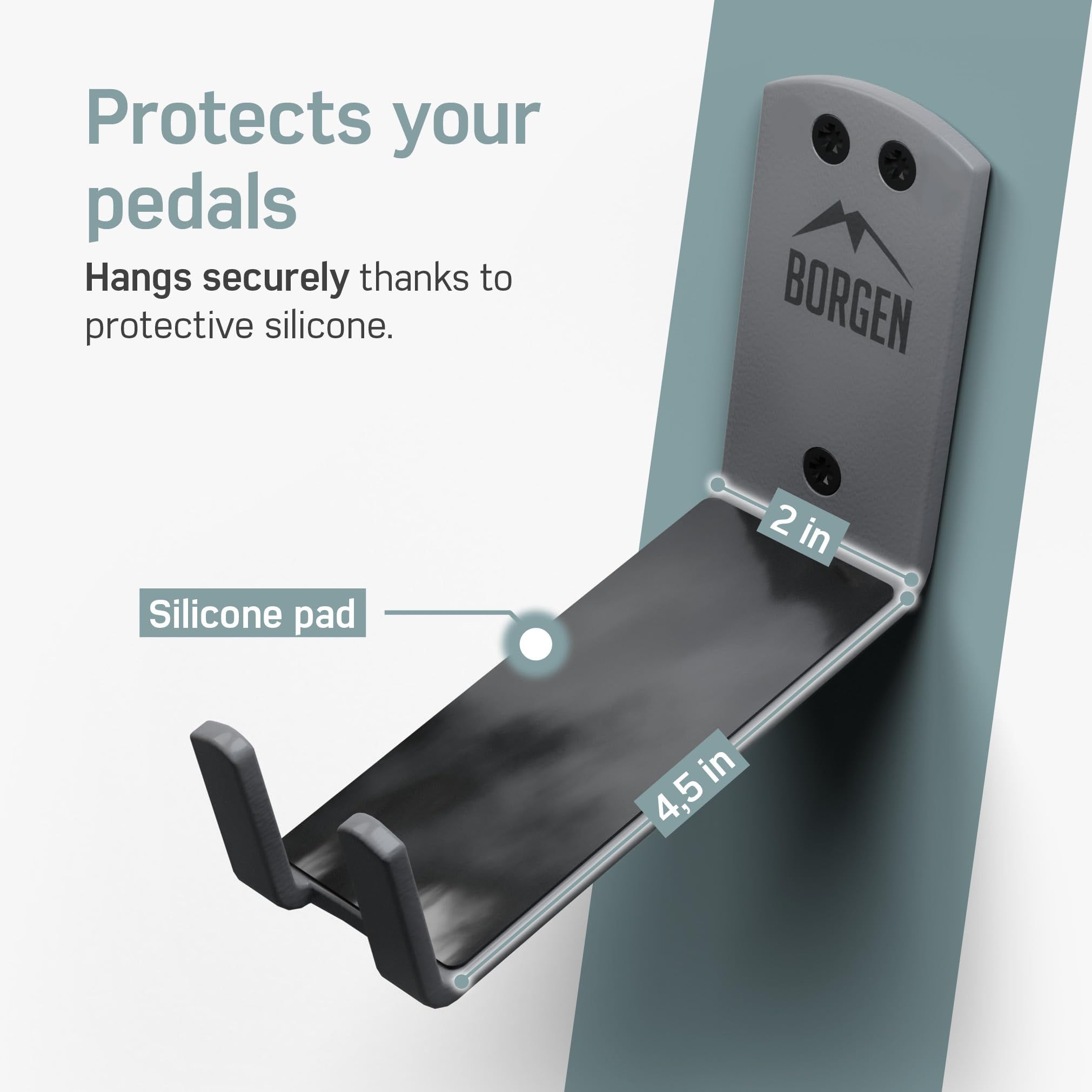 Borgen easy-install design fits most pedal shapes for interior storage.