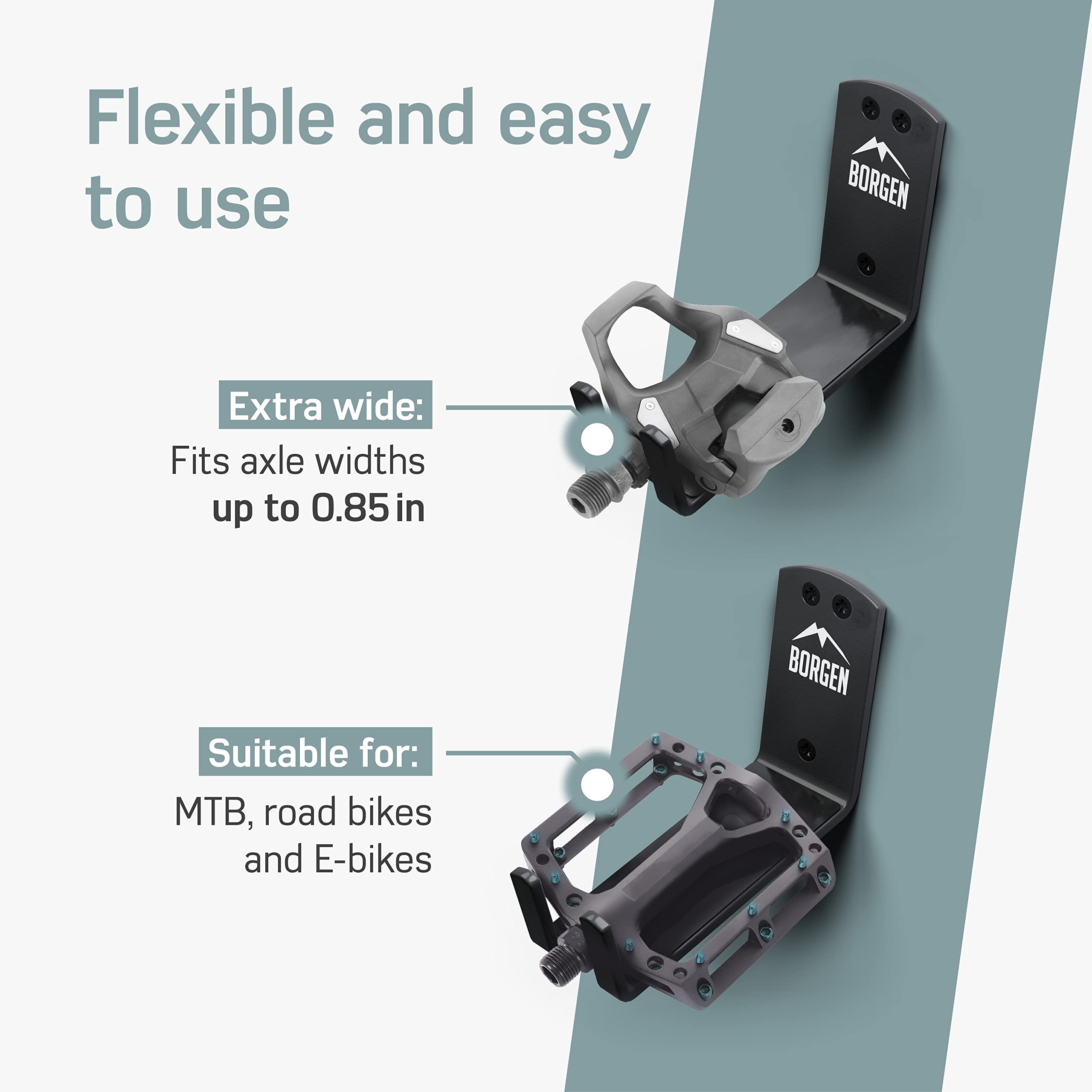 Borgen sturdy wall mount supports up to 30 kg.