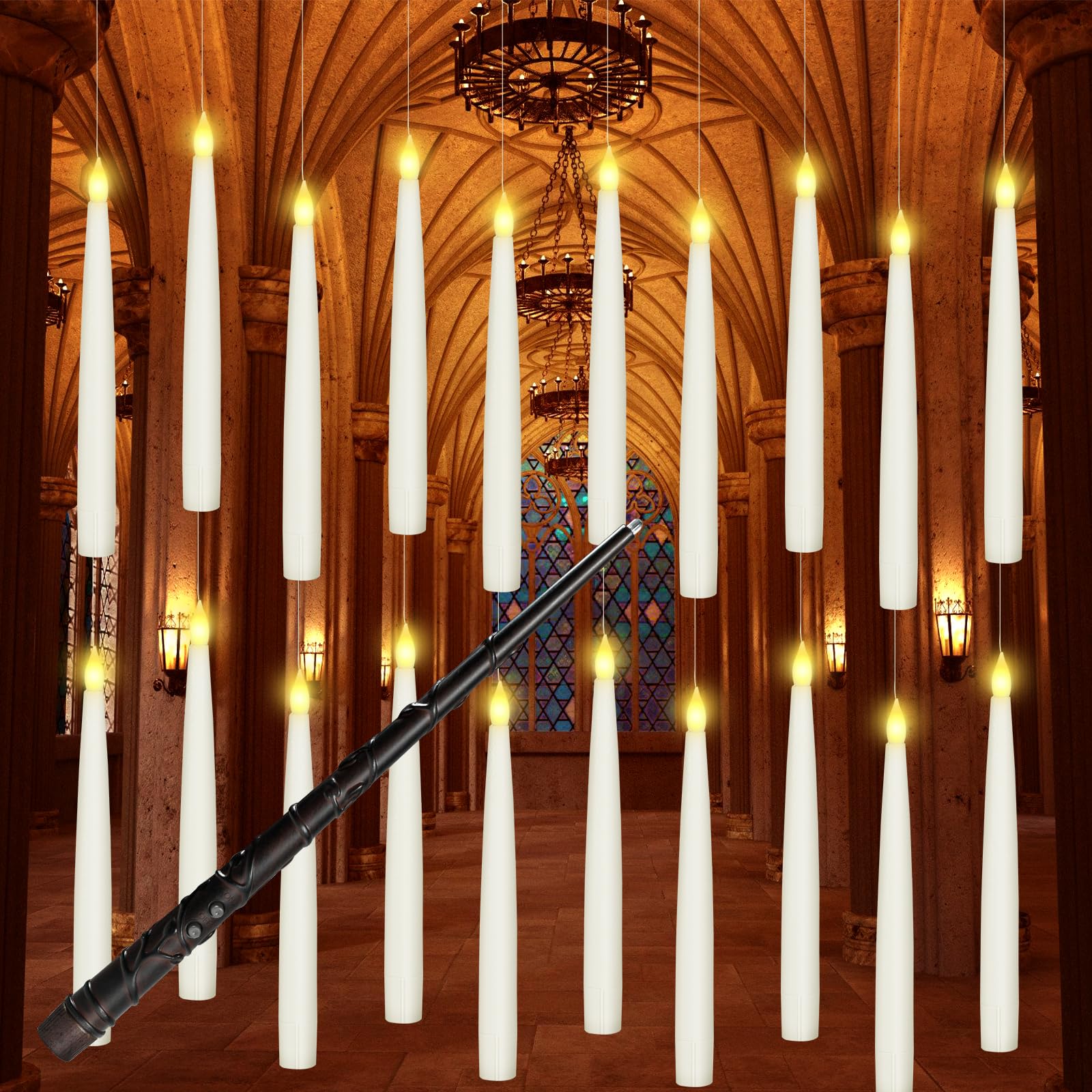 Boribim floating candles with wand remote illuminate ceilings safely.