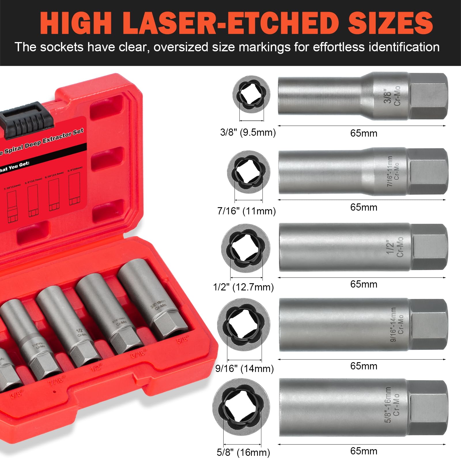 Bornpye Deep Bolt Extractor 7-16in bites firmly for damaged bolts and rusted demands.