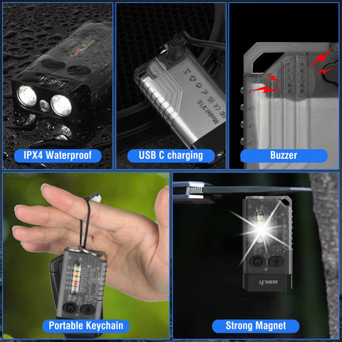 BORUIT V10 keychain-friendly design keeps a light handy on the go.