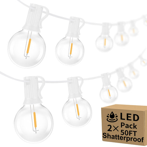 Bosceos 100ft outdoor G40 globe lights illuminate patios with durable, weatherproof glow.