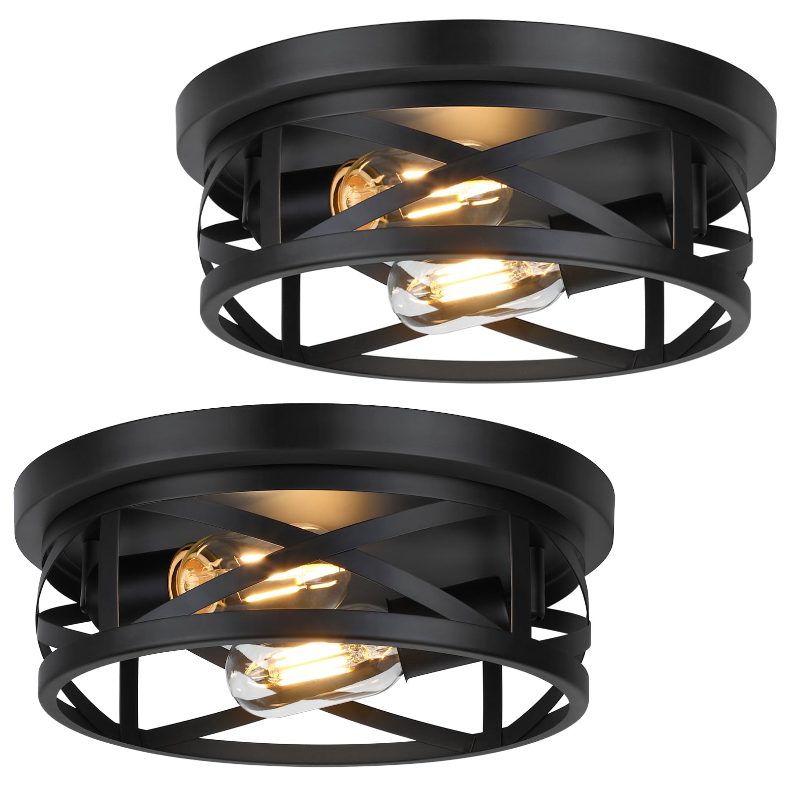 Bosceos 2-light flush mount with open cage design brightens a room