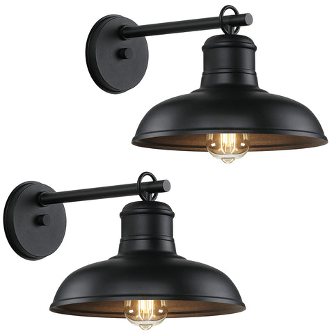 Bosceos 2-pack outdoor wall light on siding enhances rustic curb appeal.