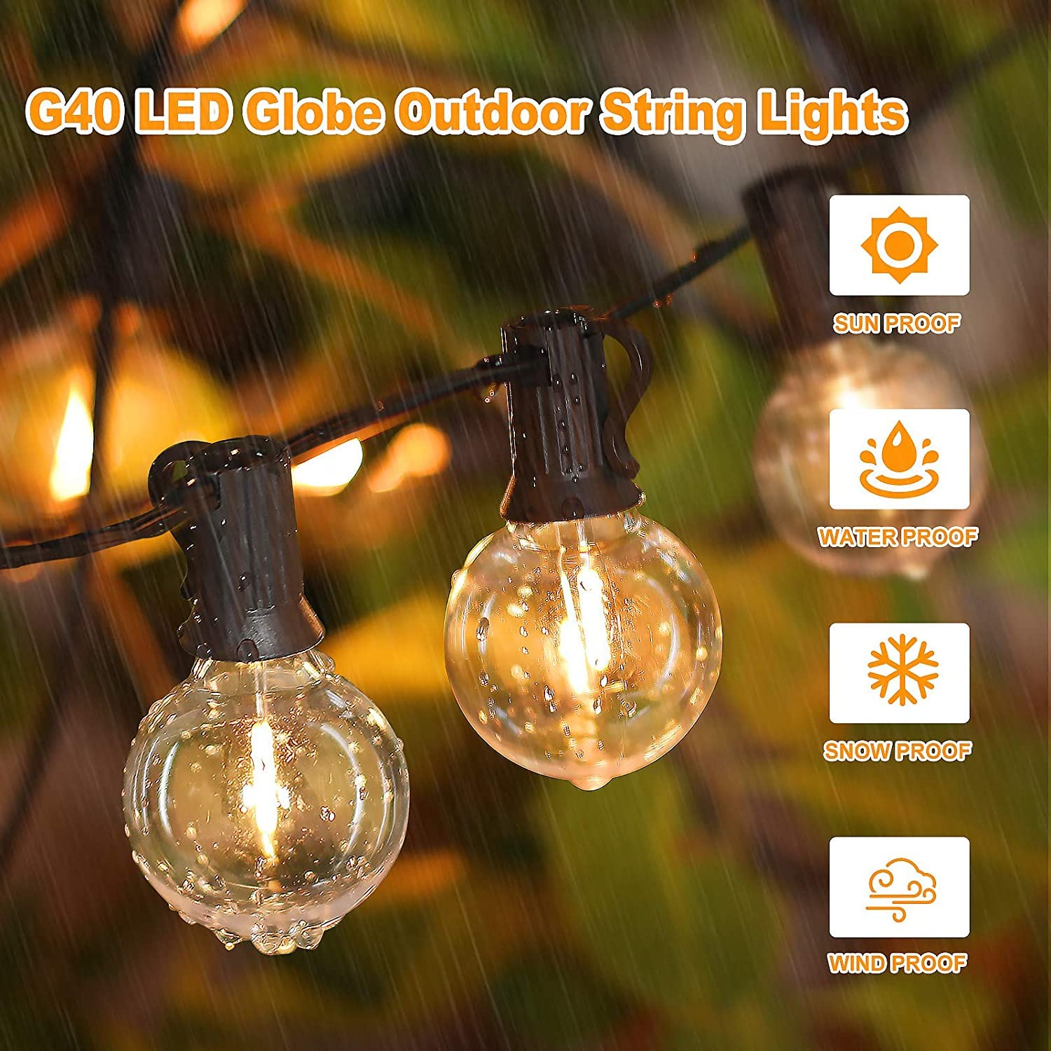 Bosceos waterproof shatterproof G40 bulbs demonstrate outdoor durability.