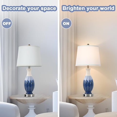 Bosceos 26-inch tall bedside lamp makes a bold statement on nightstands.
