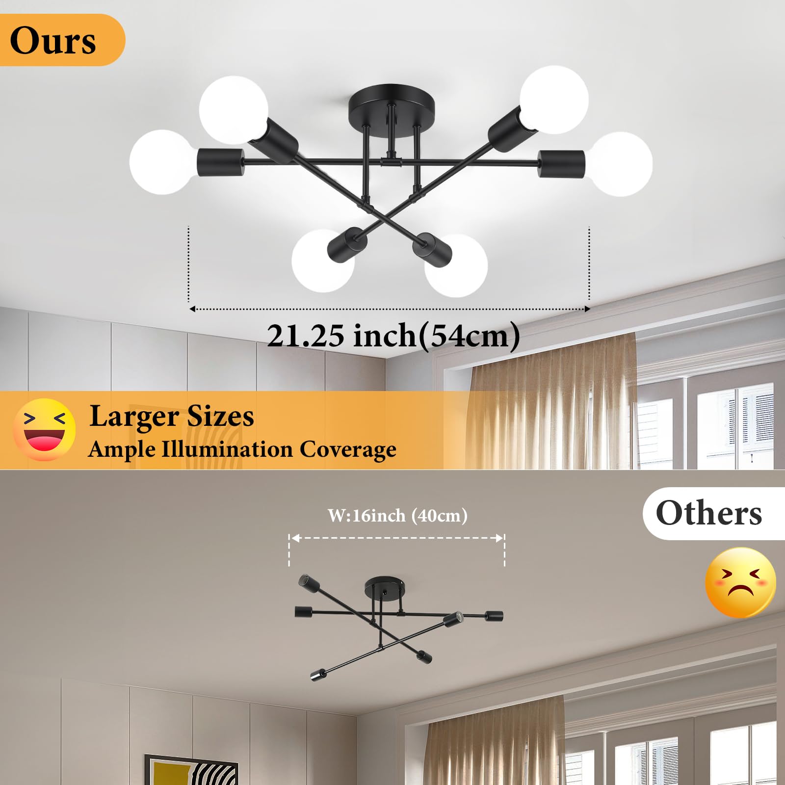 Bosceos 6-light Sputnik fixture suitable for dining room setup