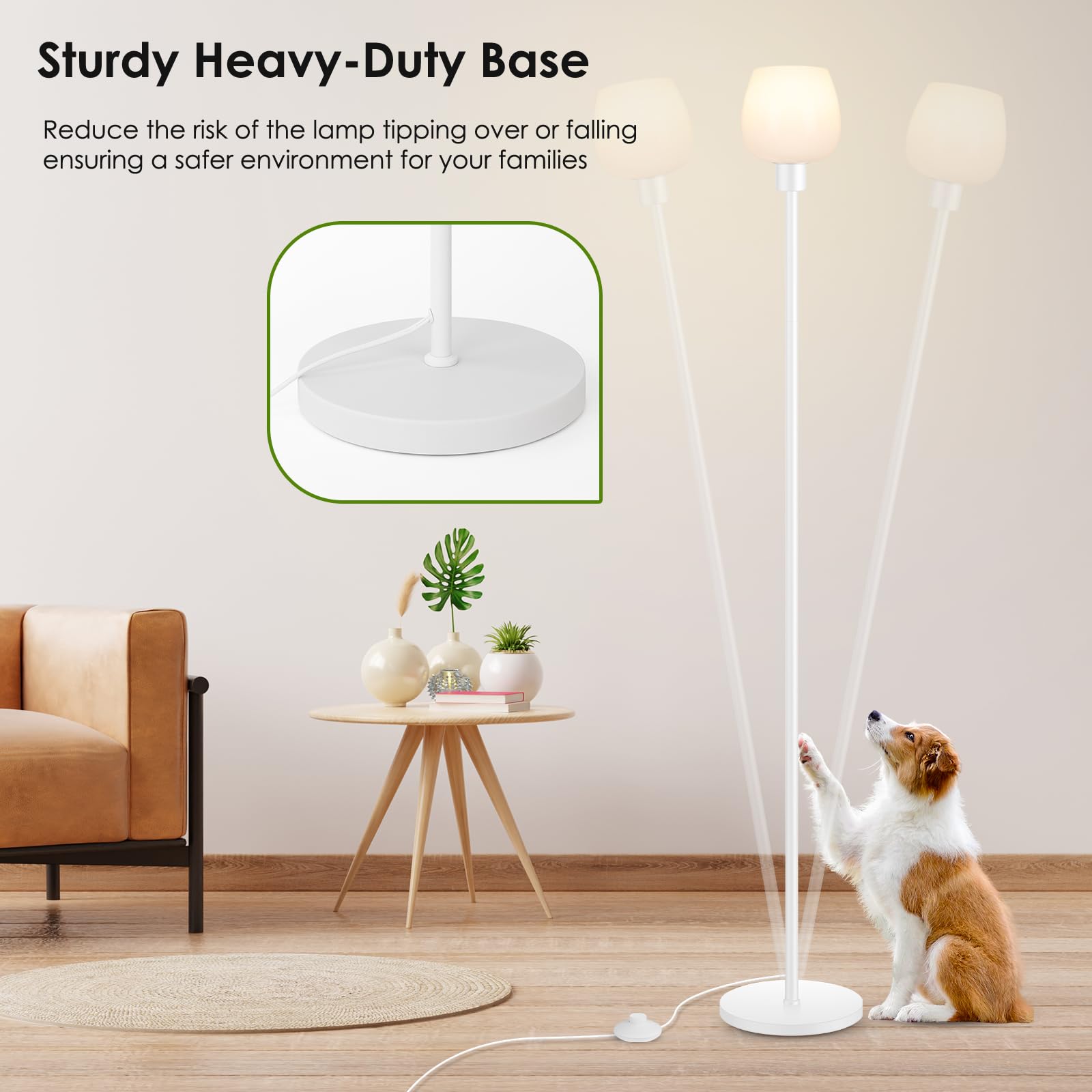 Bosceos 9W LED bulb included for immediate bright light.