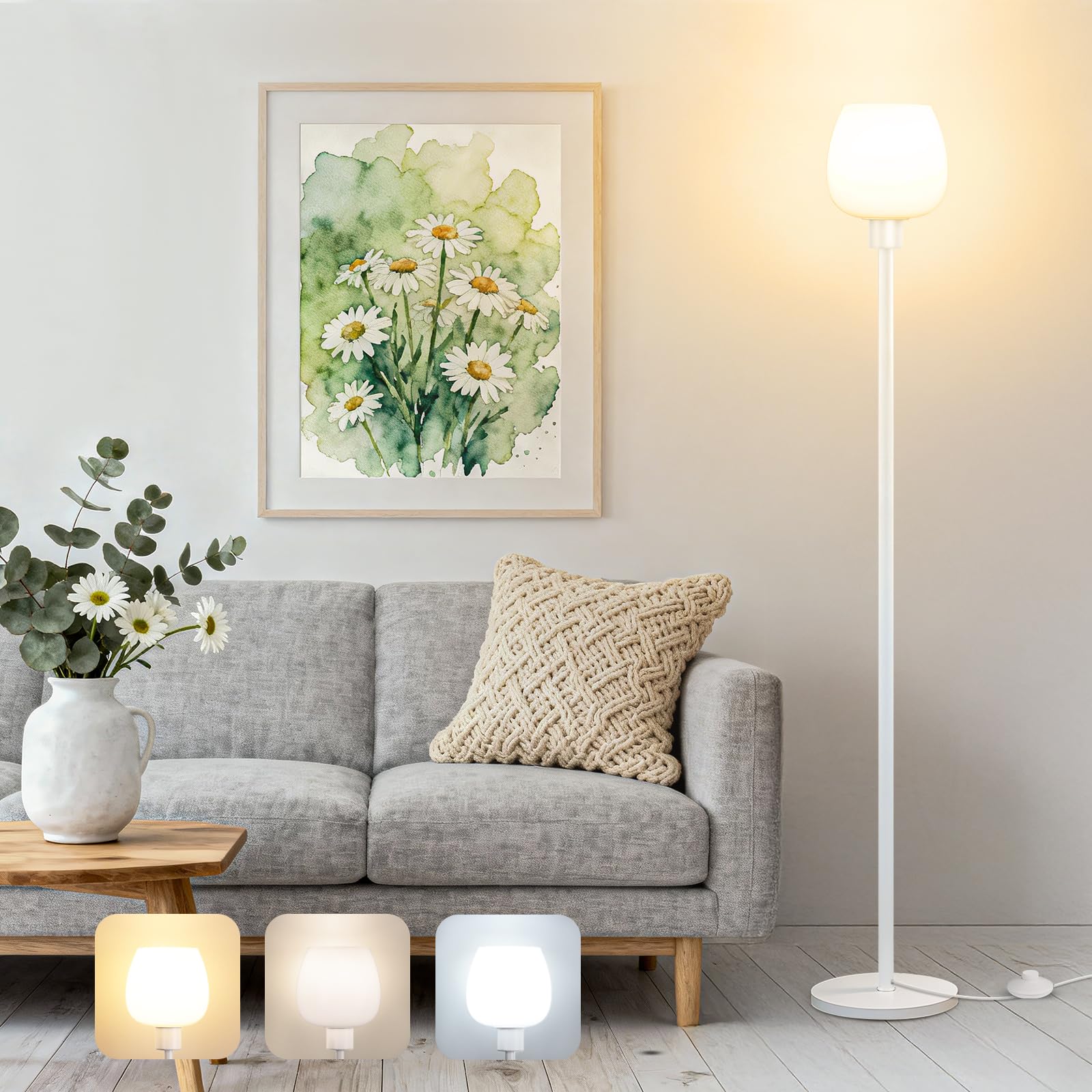 Bosceos 64.2'' floor lamp base providing stable lighting for a living room corner.