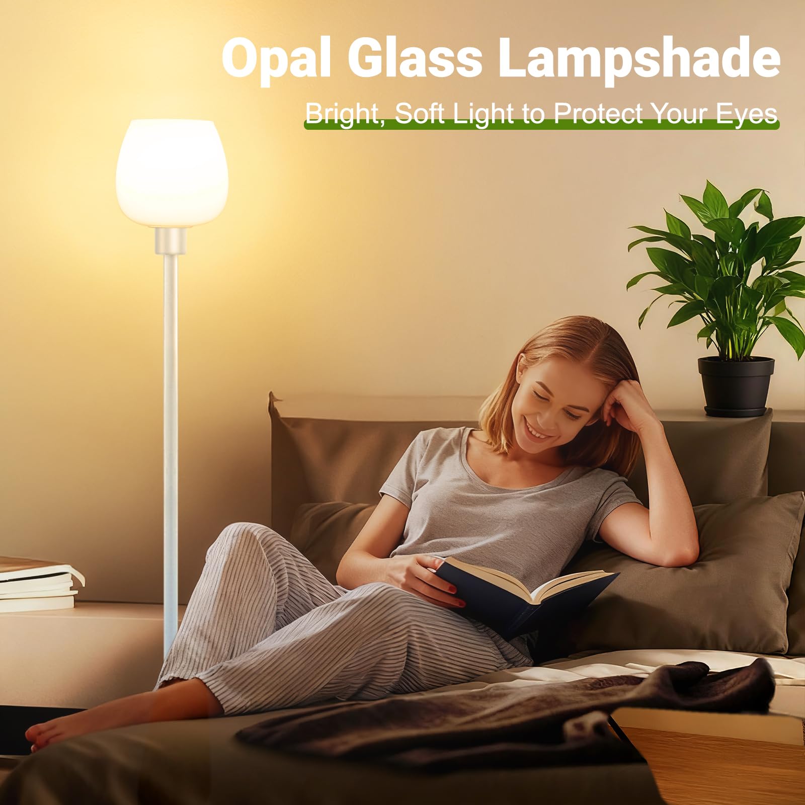 Bosceos opal glass shade diffuses light for eye-friendly warmth.