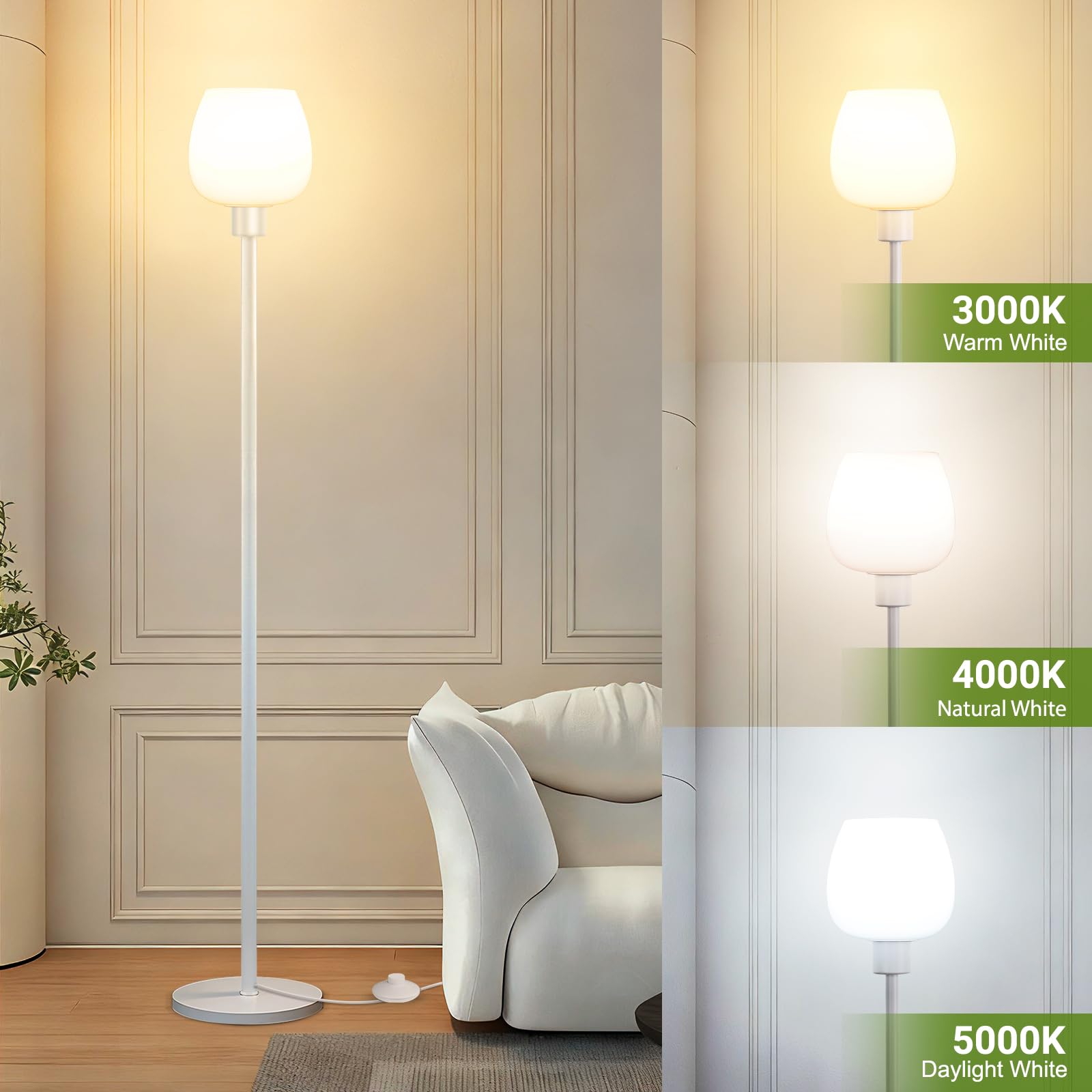 Bosceos 64.2'' pole stands tall for even room lighting.