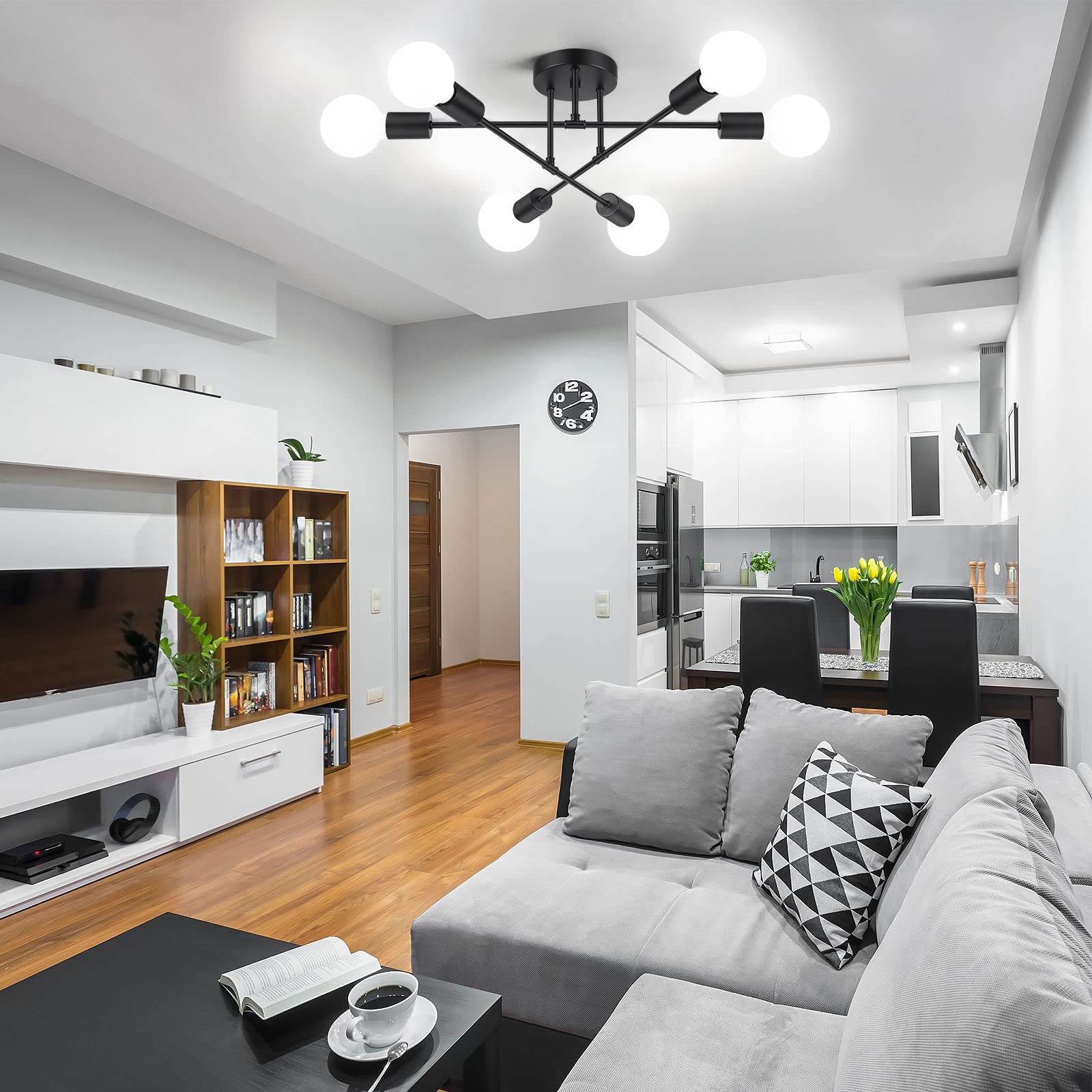 Bosceos 6-light open design chandelier brightens large spaces