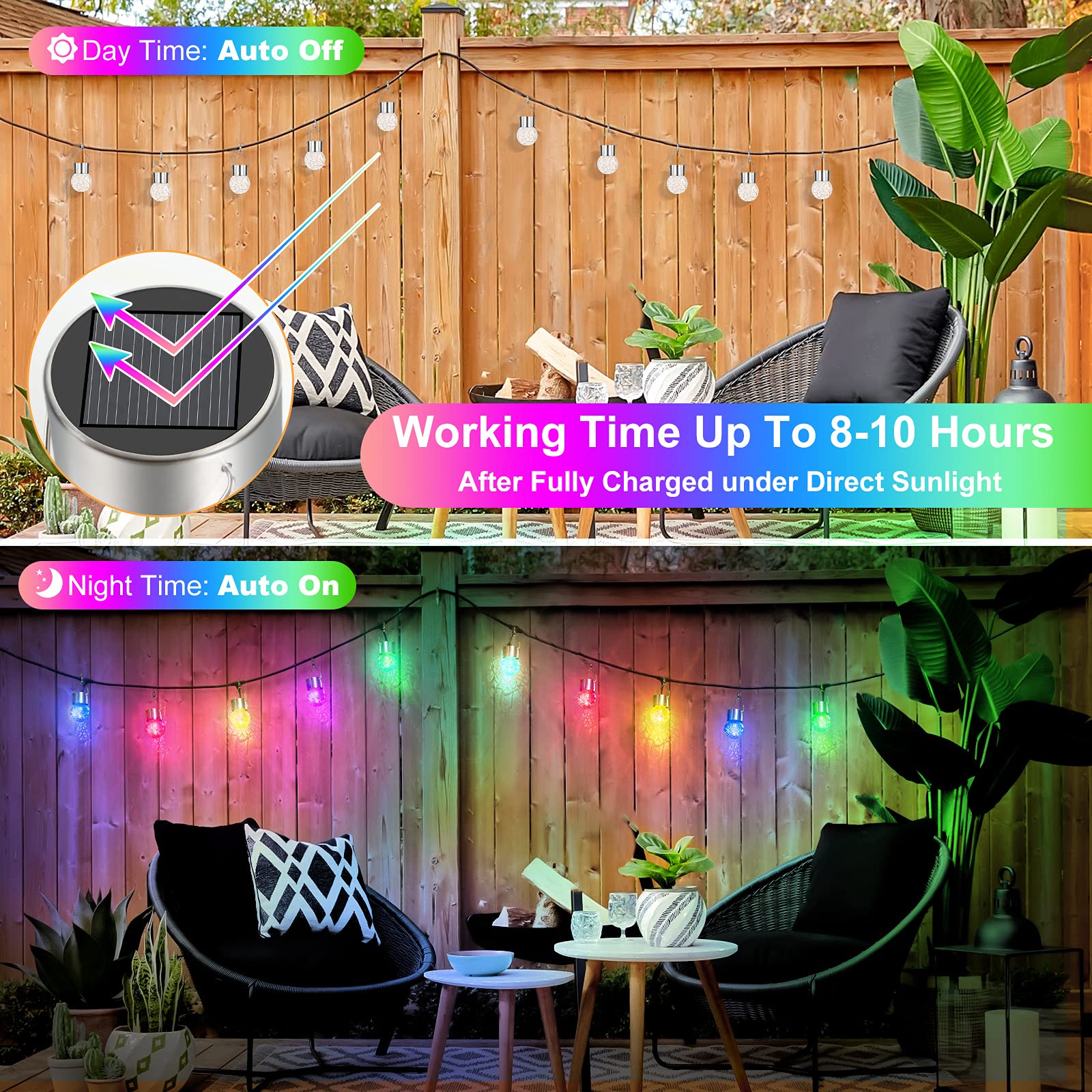 Bosceos cracked-glass ball cover adds evening ambience.