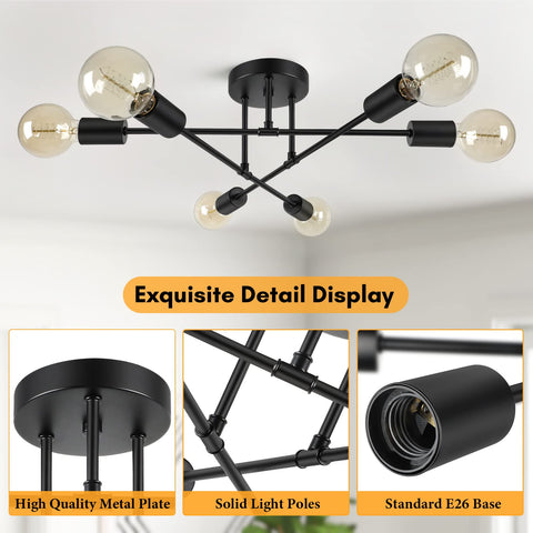 Bosceos dimmable friendly Sputnik fixture works with dimmable bulbs