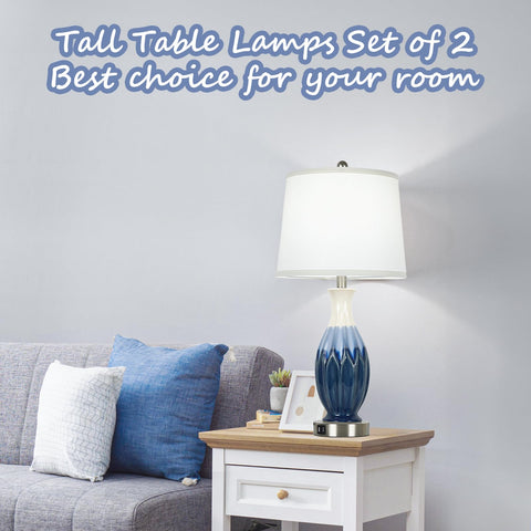 Bosceos large coastal lamp set elevates decor on end tables and sofas.