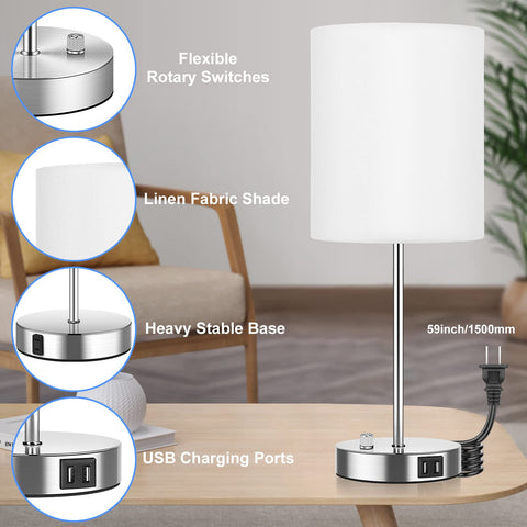 Bosceos minimalist white fabric shade lamps suit modern interiors and reduce clutter.