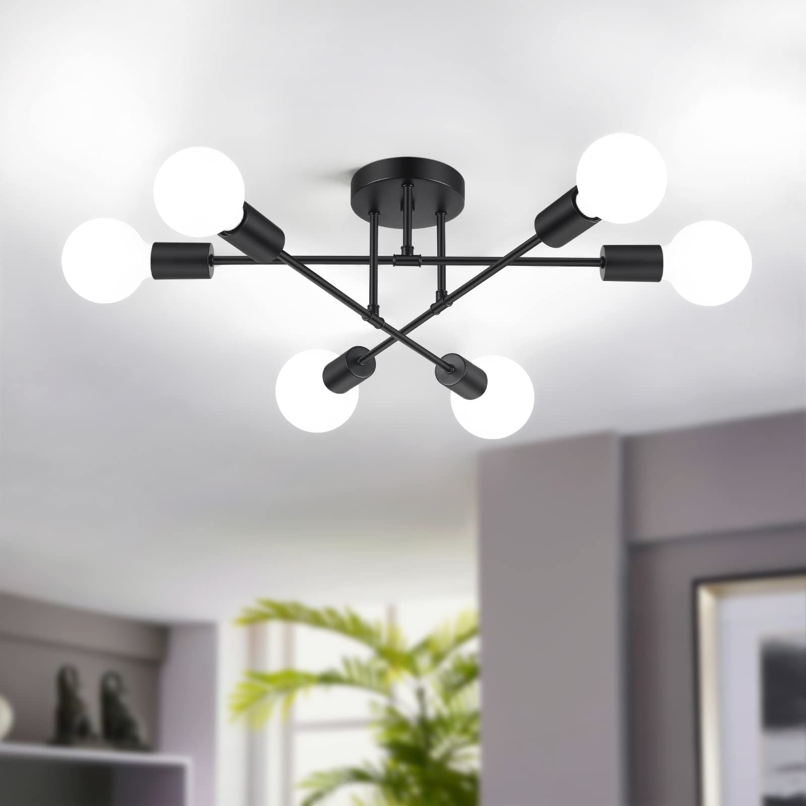 Bosceos modern Sputnik chandelier 6-light design for dining room illumination