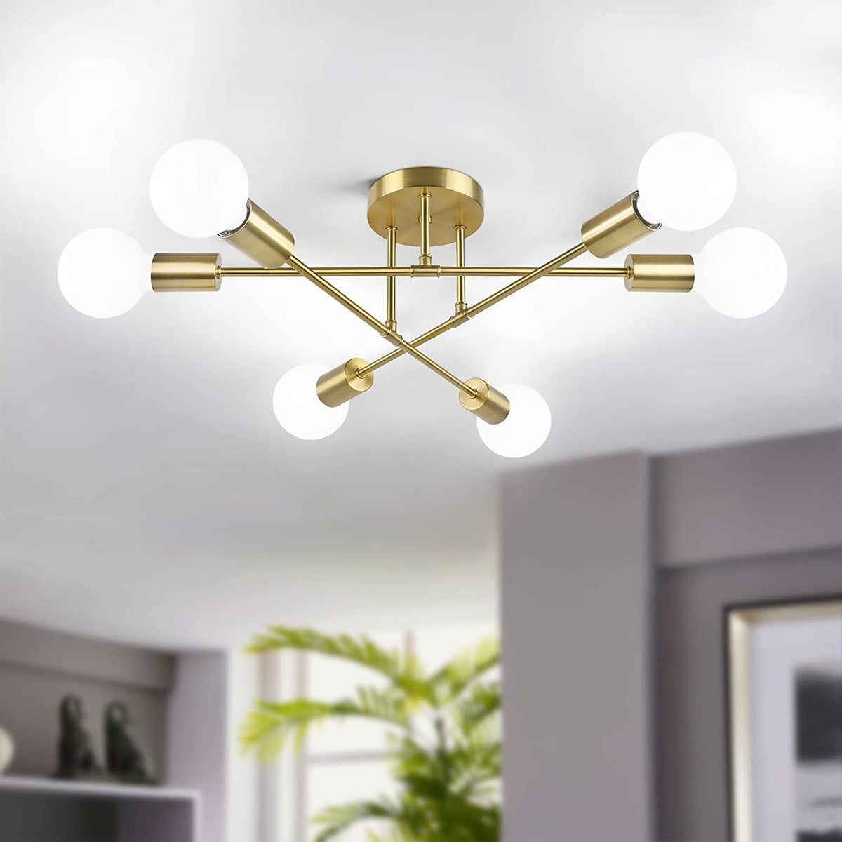 Bosceos modern Sputnik chandelier 6-light enhances dining room ambiance