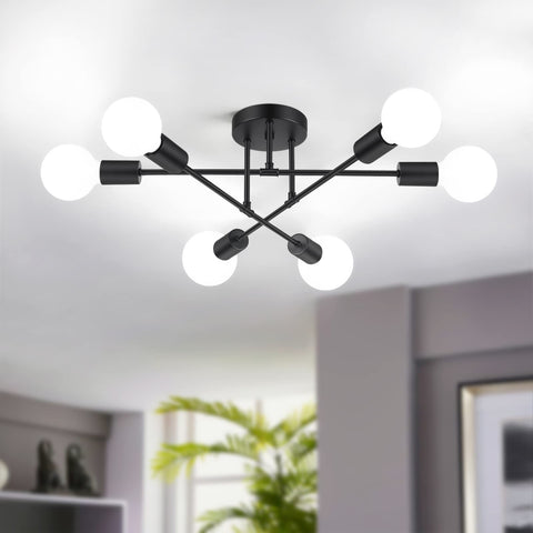 Bosceos modern Sputnik chandelier 6-light design for dining room illumination