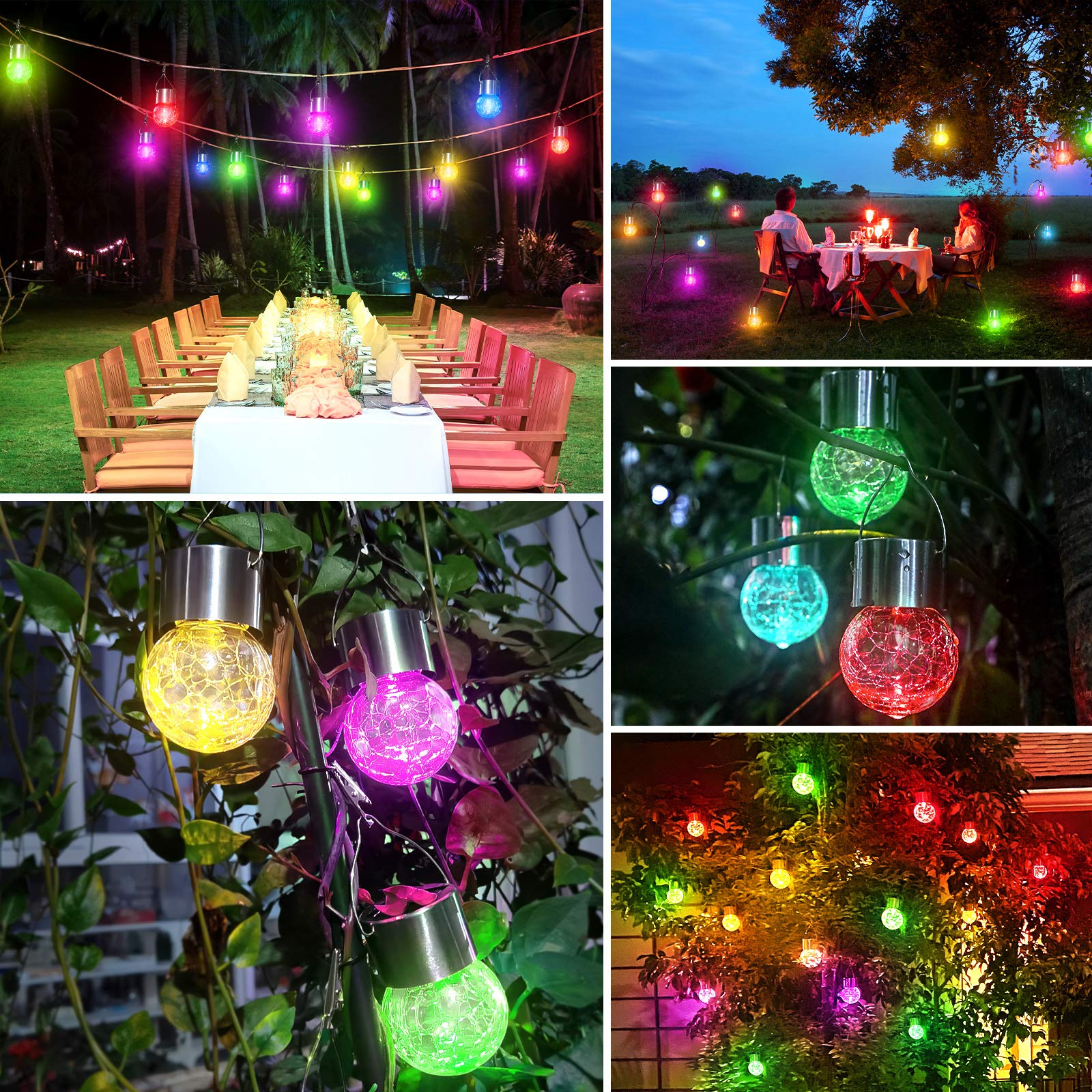 Bosceos multicolor globe lights add festive garden color.