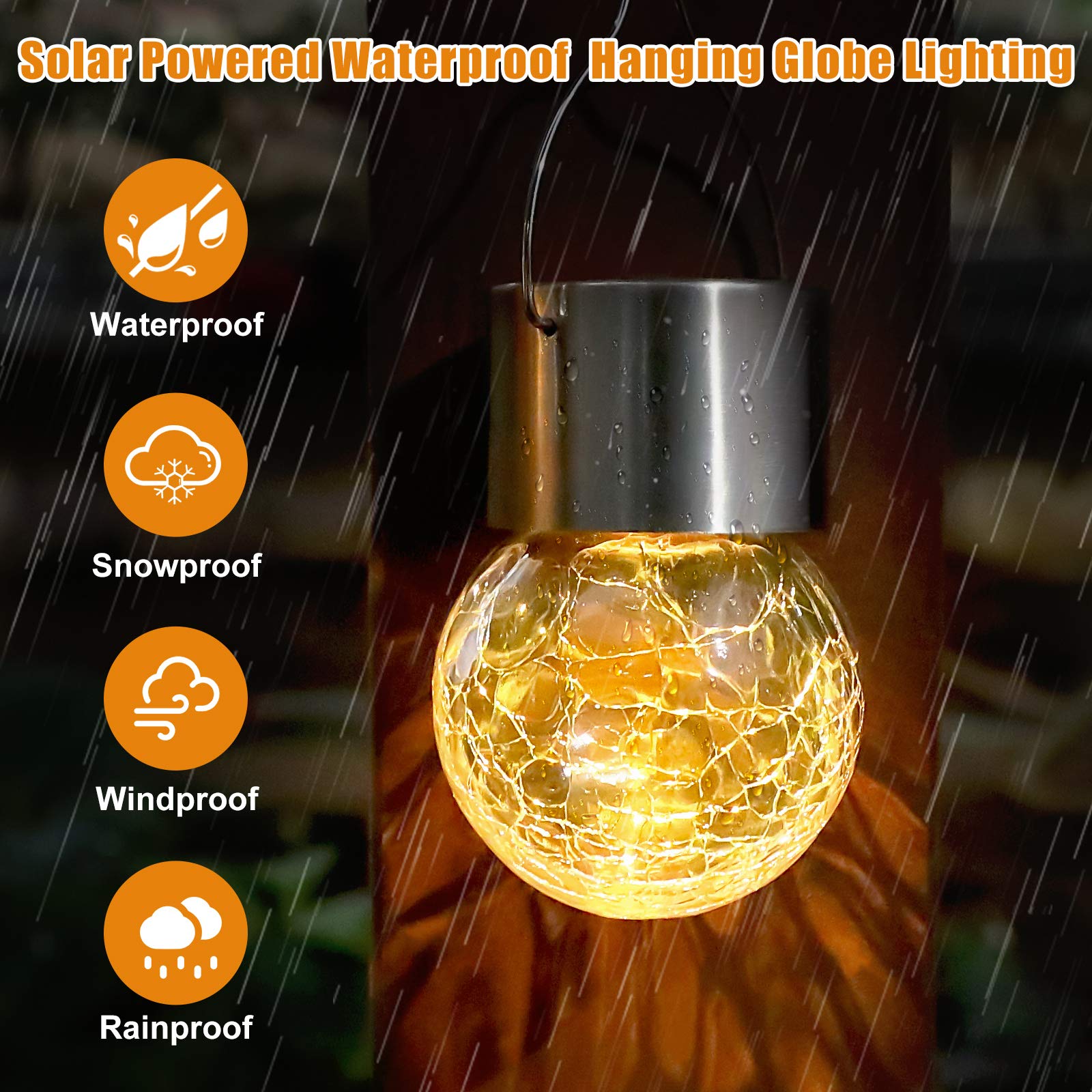 Bosceos solar-powered globe lights are waterproof for year-round use