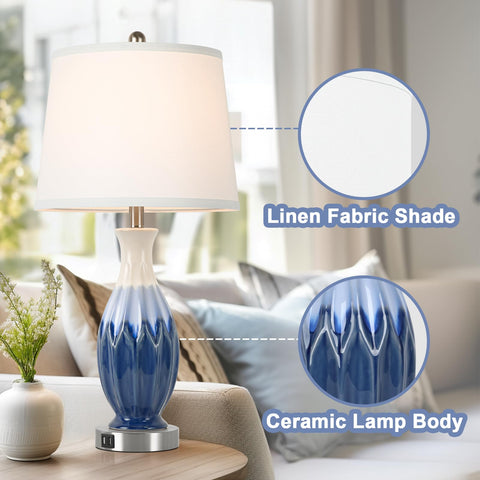 Bosceos dual USB port table lamp offers convenient device charging.