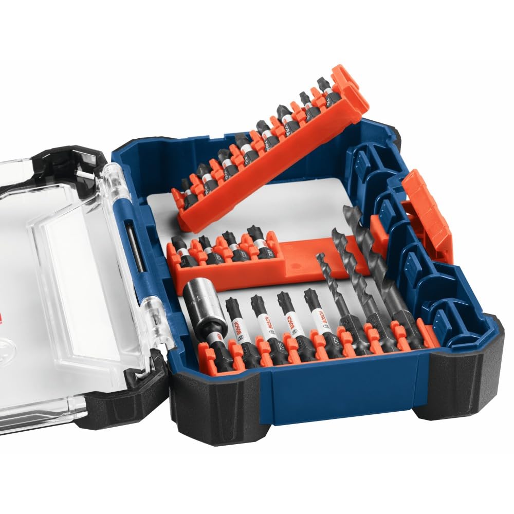 Bosch DDMS40 customized storage layout keeps bits organized and ready.