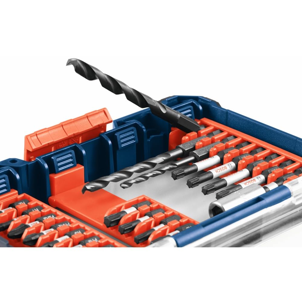 Bosch DDMS40 tilt-in tilt-out case open for quick bit access.