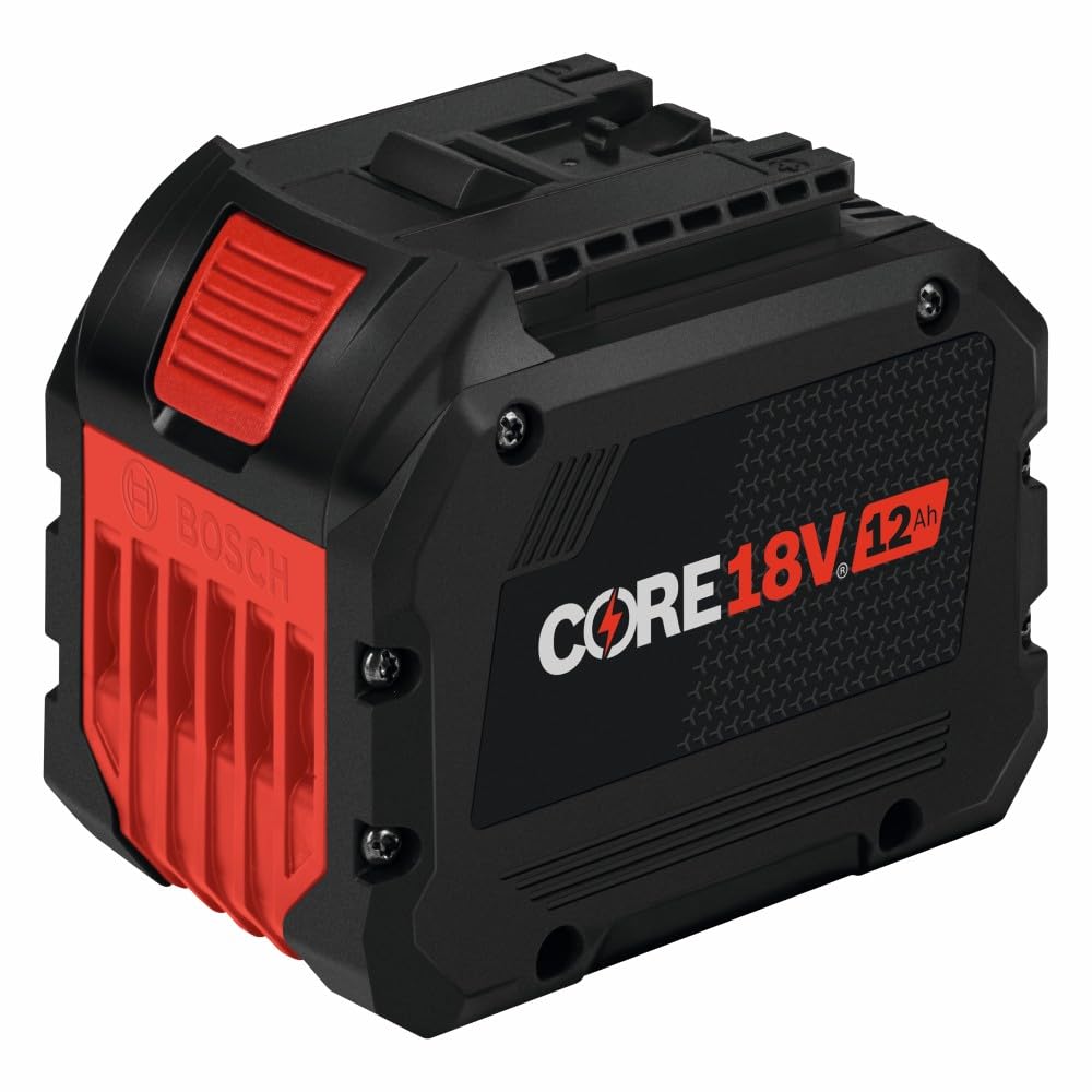 Bosch GBA18V120 battery front view highlights compact design for easier handling