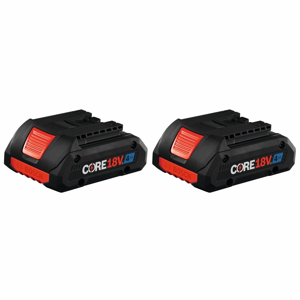 Bosch GBA18V40-2PK battery front view showing compact, lightweight design for long use
