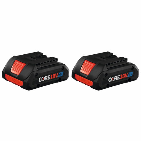 Bosch GBA18V40-2PK battery front view showing compact, lightweight design for long use